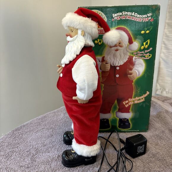 Vintage Rock a Long Santa Animated Dancing Sings Up On House Top 1999 - Picture 3 of 9